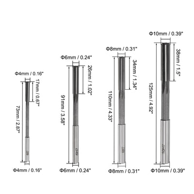 Harfington Chucking Reamer Set H7 Lathe Machine Reamer Straight Flute (4mm-10mm) 4pcs