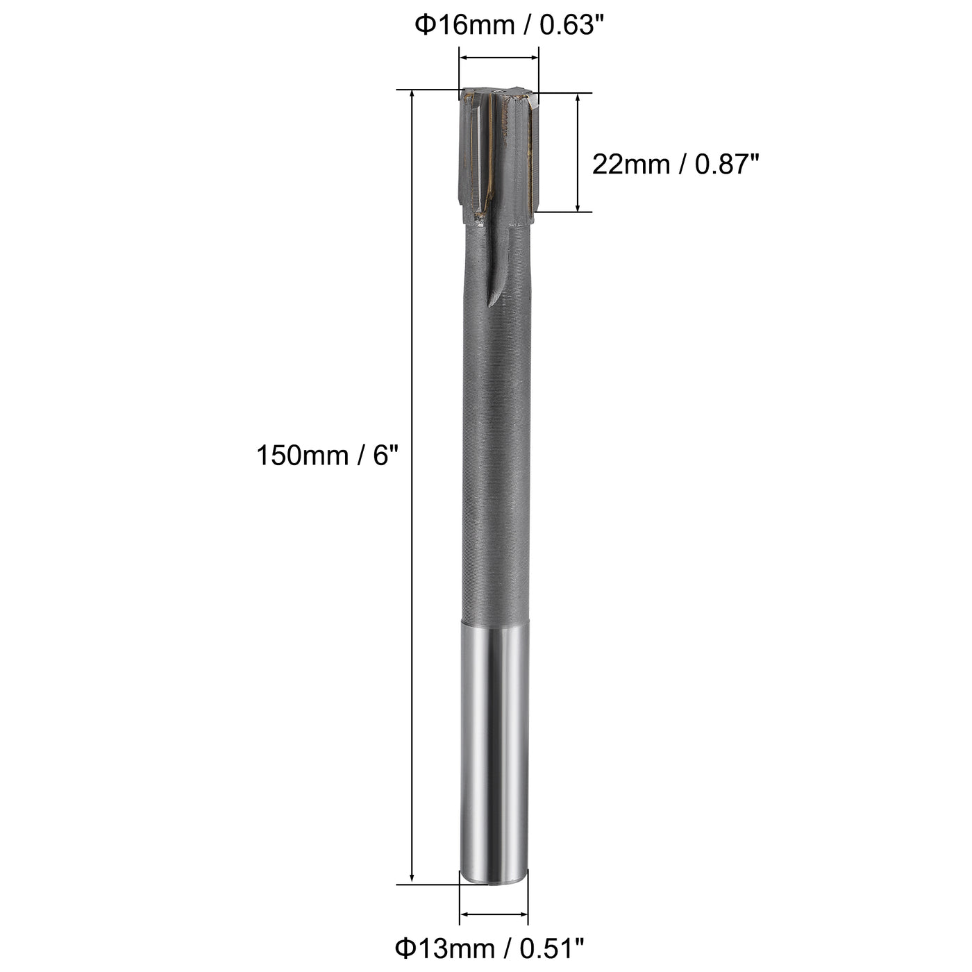 Harfington Chucking Machine Reamer Carbide Tip Straight Flute High Speed Steel Tool
