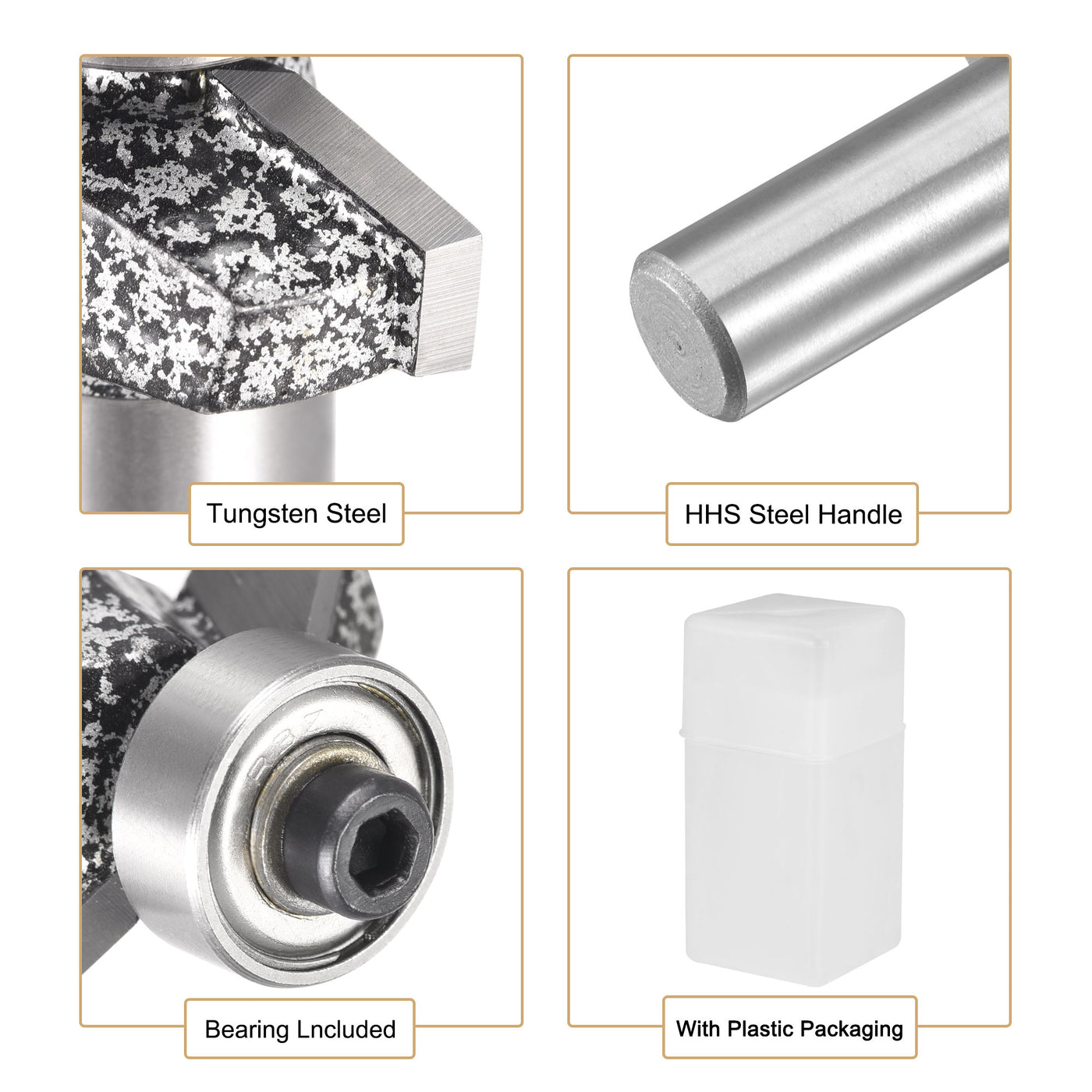 Harfington Chamfer Router Bit 60 Degree 1/2" Shank 11mm Cutting Height, Carbide Tipped Edge Bevel Forming Tool for Woodworking, 27.3mm Cutting Dia