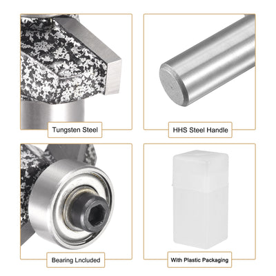 Harfington Chamfer Router Bit 60 Degree 1/2" Shank 11mm Cutting Height, Carbide Tipped Edge Bevel Forming Tool for Woodworking, 27.3mm Cutting Dia
