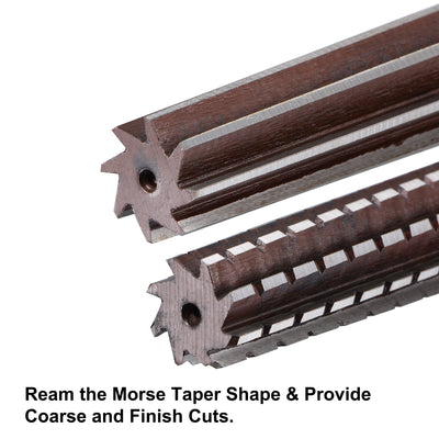Harfington 2pcs MT3 Morse Taper Reamer Coarse and Finish Set H8 Alloy Tool Steel 6 Flutes