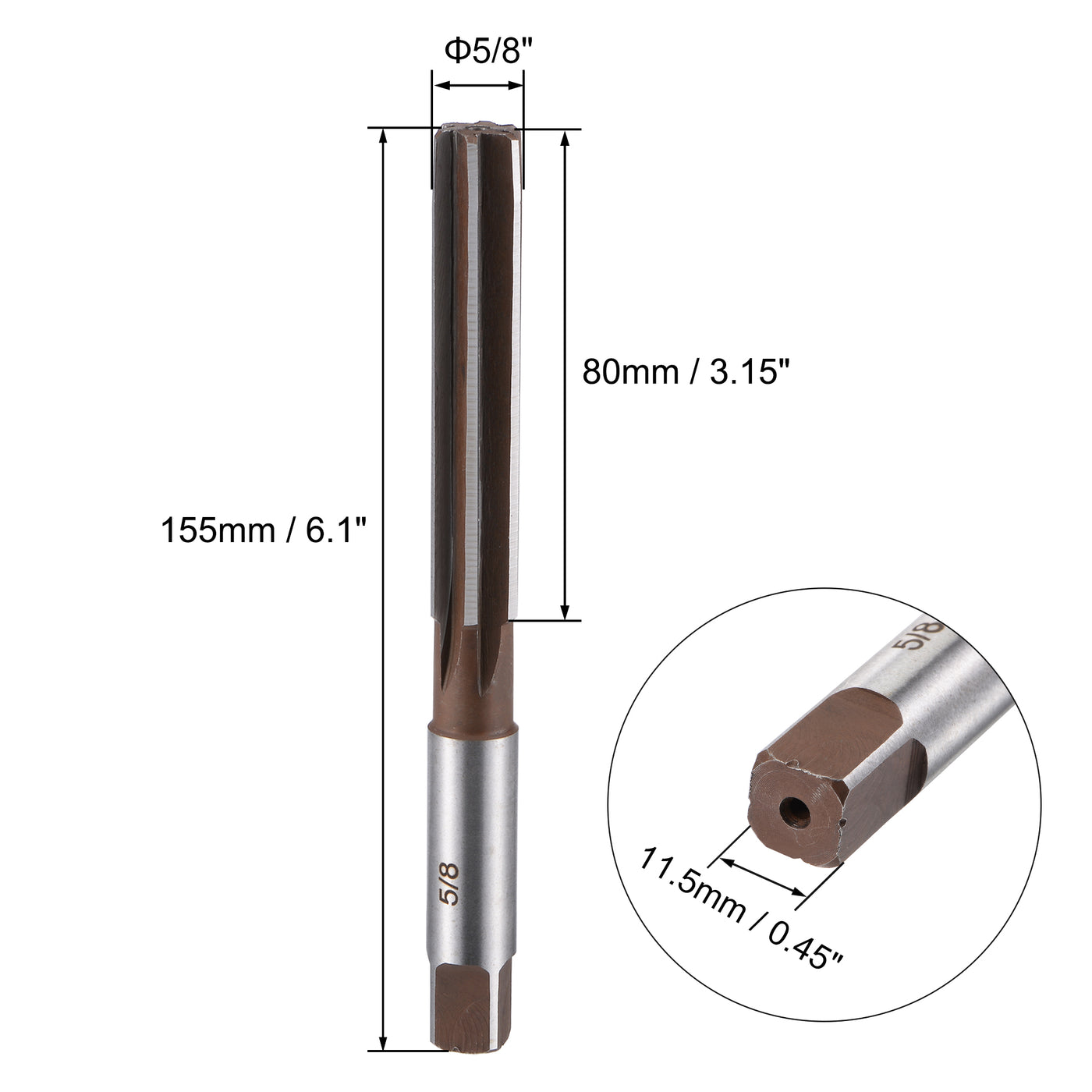Harfington Hand Reamer H8 Alloy Tool Steel Flutes Straight Shank Cutter Tool