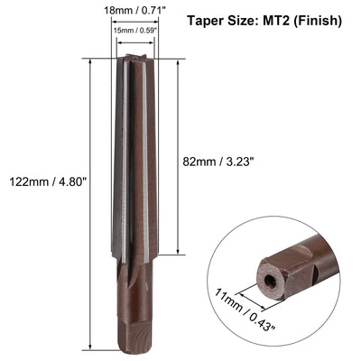 Harfington MT2 Morse Taper Reamer H8 Alloy Tool Steel 6 Flute Straight Shank Finish Cutter