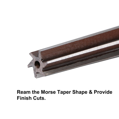 Harfington MT2 Morse Taper Reamer H8 Alloy Tool Steel 6 Flute Straight Shank Finish Cutter