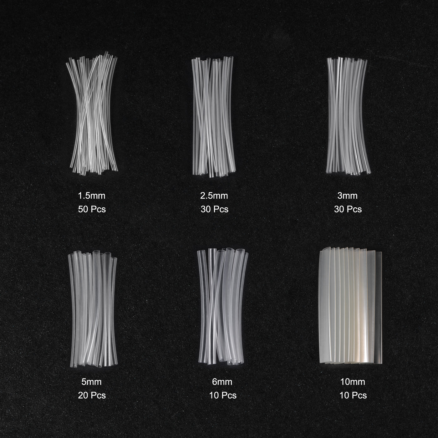 Harfington 150pcs 2:1 Heat Shrink Tubing Kit, Heat Shrink Tubes Wire Wrap Clear 1/16" 3/32" 1/8" 3/16" 1/4" 3/8"