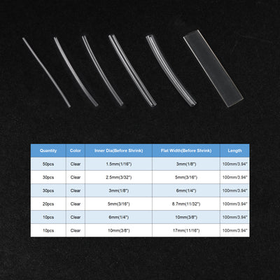 Harfington 150pcs 2:1 Heat Shrink Tubing Kit, Heat Shrink Tubes Wire Wrap Clear 1/16" 3/32" 1/8" 3/16" 1/4" 3/8"