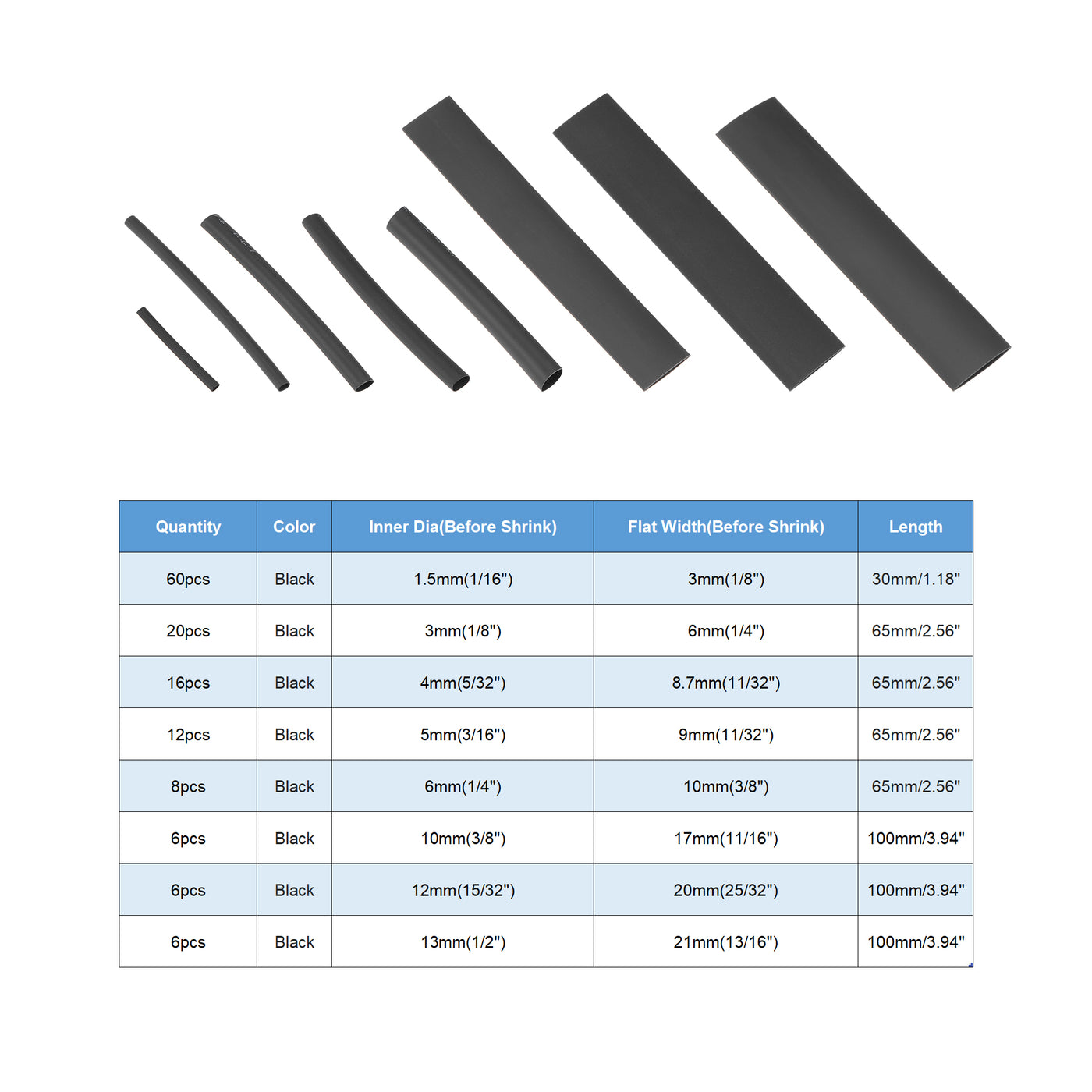 Harfington 140pcs 2:1 Heat Shrink Tubing Kit, Heat Shrink Tubes Wire Wrap 8 Sizes