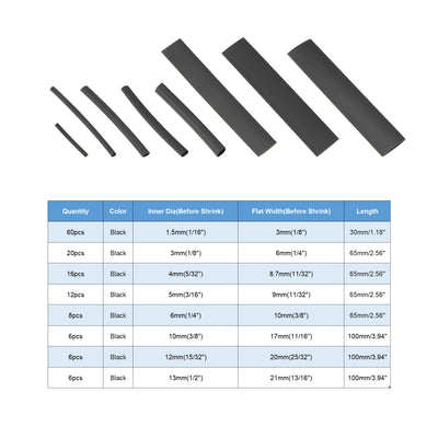 Harfington 140pcs 2:1 Heat Shrink Tubing Kit, Heat Shrink Tubes Wire Wrap 8 Sizes