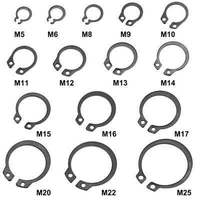 Harfington 180Pcs 15-Size External Retaining Ring Carbon Steel Assortment Set Black