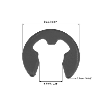 Harfington E-Clip Circlip -  External Retaining Shaft Snap Ring Carbon Steel Black