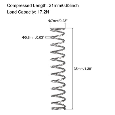 Harfington Uxcell 304 Stainless Steel Material Round Compression Spring Load Capacity Silver