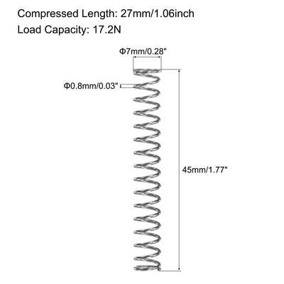 Harfington Uxcell 304 Stainless Steel Material Round Compression Spring Load Capacity Silver
