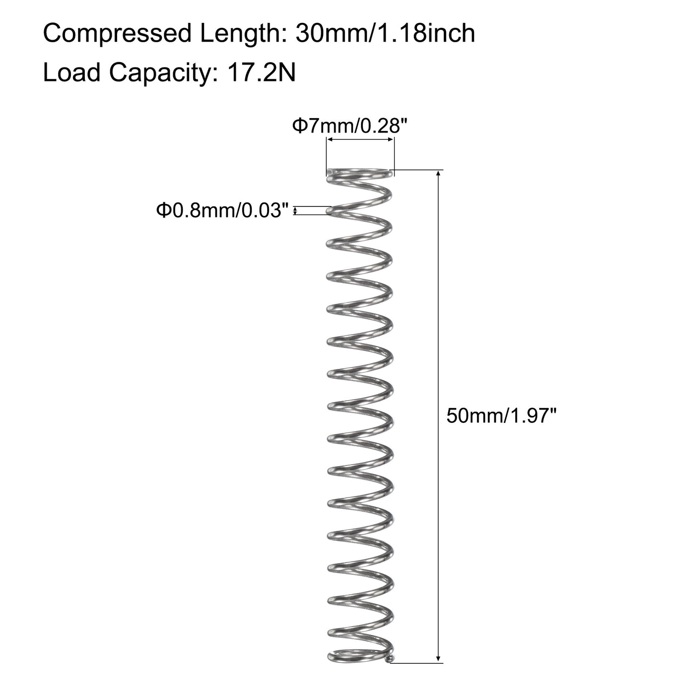 uxcell Uxcell 304 Stainless Steel Material Round Compression Spring Load Capacity Silver