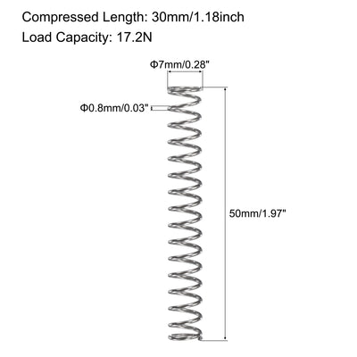 Harfington Uxcell 304 Stainless Steel Material Round Compression Spring Load Capacity Silver