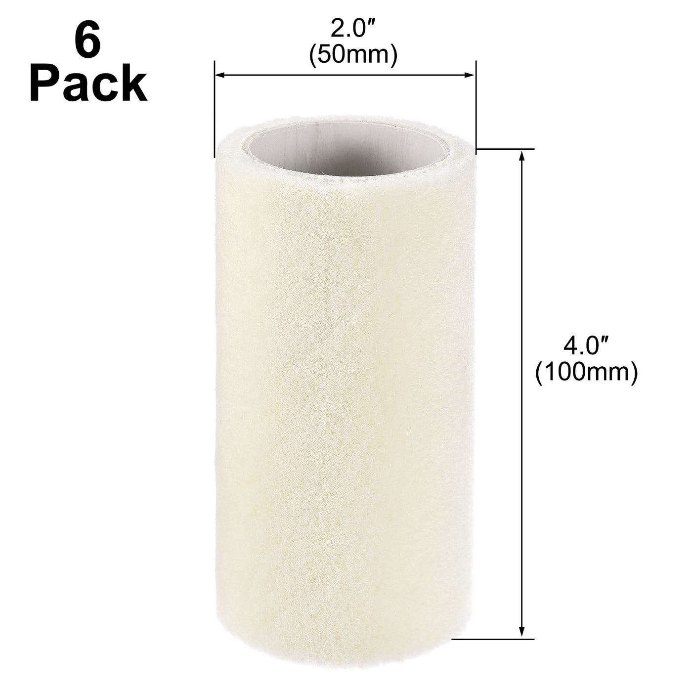 Harfington Paint Roller Cover 4 Inch x 3/16" Nap Mini Wool Brush for Household Wall Painting Treatment 6Pcs