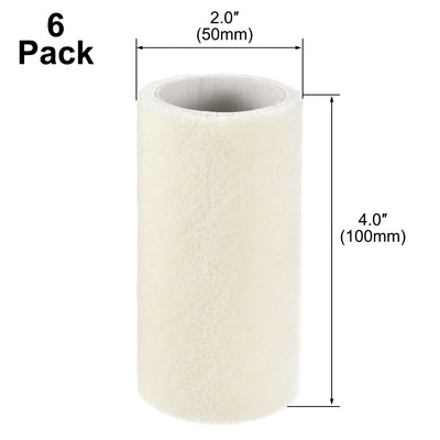 Harfington Paint Roller Cover 4 Inch x 3/16" Nap Mini Wool Brush for Household Wall Painting Treatment 6Pcs