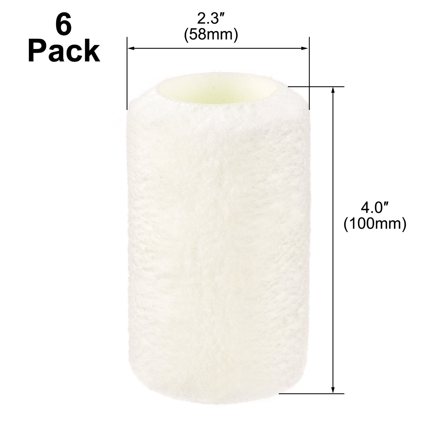 Harfington Paint Roller Cover 4 Inch x 3/8" Nap Mini High Elasticity Fiber Brush for Household Wall Painting Treatment 6Pcs