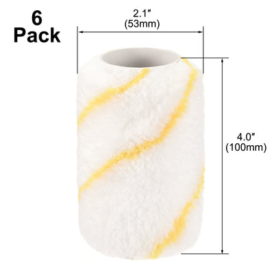 Harfington Paint Roller Cover 4 Inch x 1/2" Nap Mini Microfiber Brush for Household Wall Painting Treatment 6Pcs