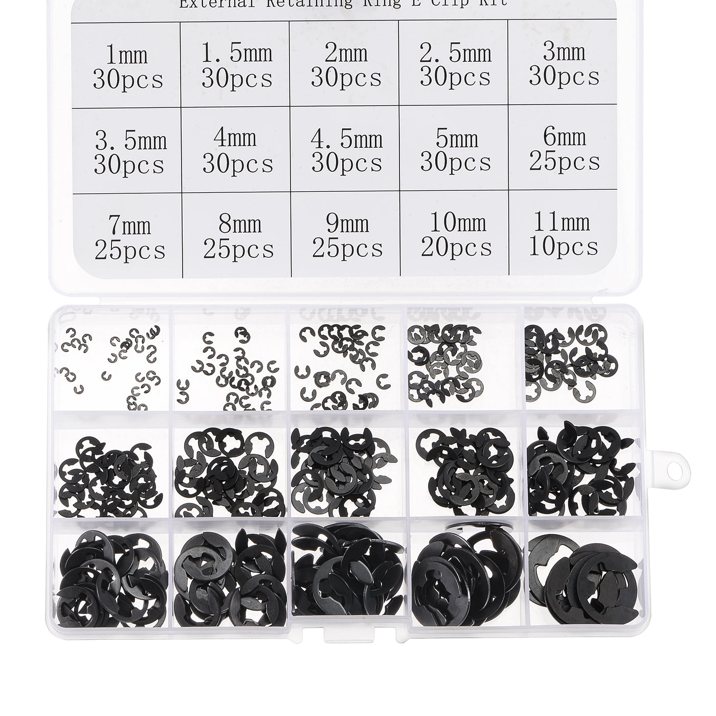 Harfington E-Clip Circlip 400Pcs 15-Size External Retaining Shaft Ring Carbon Steel Set