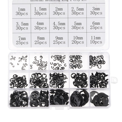 Harfington E-Clip Circlip 400Pcs 15-Size External Retaining Shaft Ring Carbon Steel Set