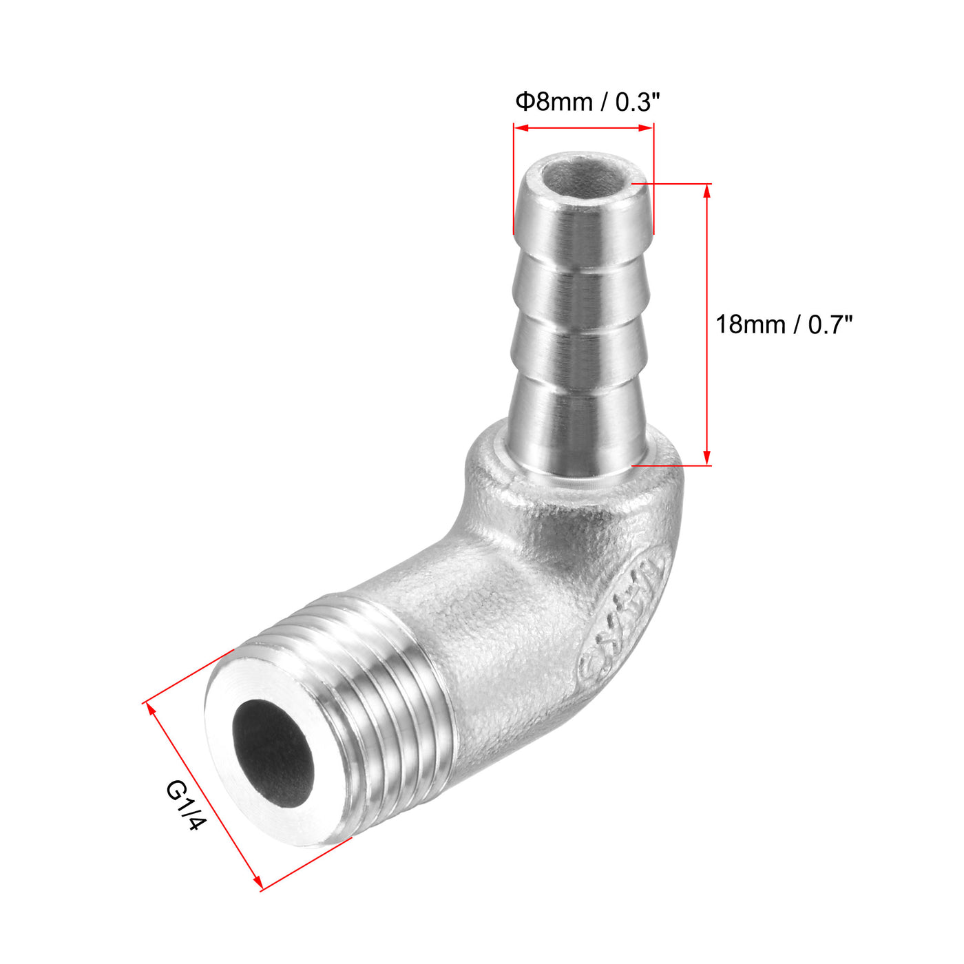 Harfington 304 Stainless Steel Hose Barb Fittings Elbow Barbed G Male Pipe Connector Adapter for Water Fuel Air