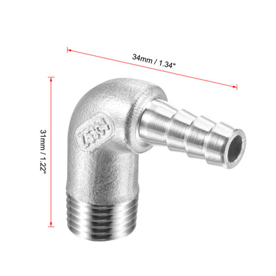 Harfington 304 Stainless Steel Hose Barb Fittings Elbow Barbed G Male Pipe Connector Adapter for Water Fuel Air