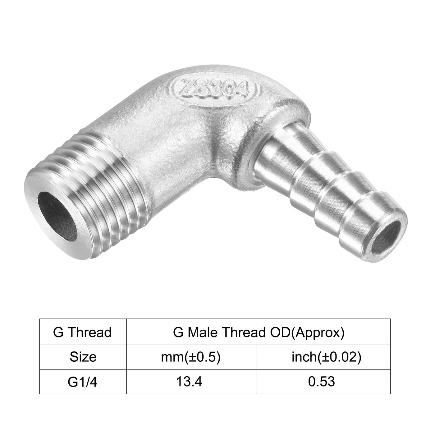 Harfington 304 Stainless Steel Hose Barb Fittings Elbow Barbed G Male Pipe Connector Adapter for Water Fuel Air