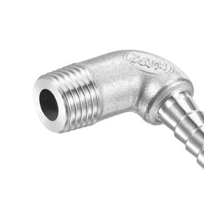 Harfington 304 Stainless Steel Hose Barb Fittings Elbow Barbed G Male Pipe Connector Adapter for Water Fuel Air