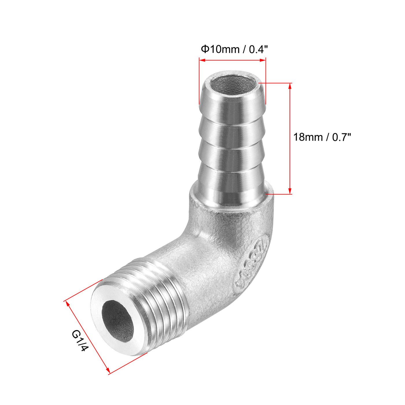 Harfington 304 Stainless Steel Hose Barb Fittings Elbow Barbed G Male Pipe Connector Adapter for Water Fuel Air