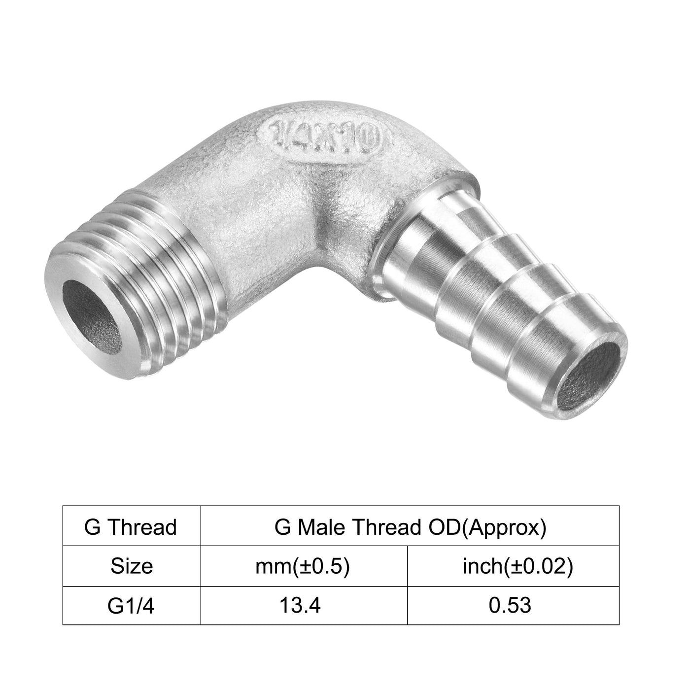Harfington 304 Stainless Steel Hose Barb Fittings Elbow Barbed G Male Pipe Connector Adapter for Water Fuel Air