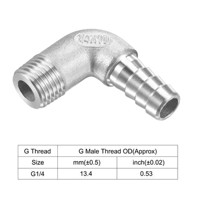 Harfington 304 Stainless Steel Hose Barb Fittings Elbow Barbed G Male Pipe Connector Adapter for Water Fuel Air