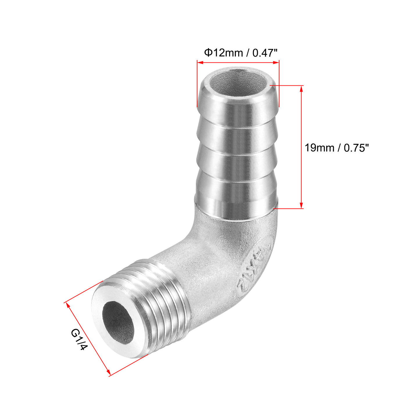 Harfington 304 Stainless Steel Hose Barb Fittings Elbow Barbed G Male Pipe Connector Adapter for Water Fuel Air