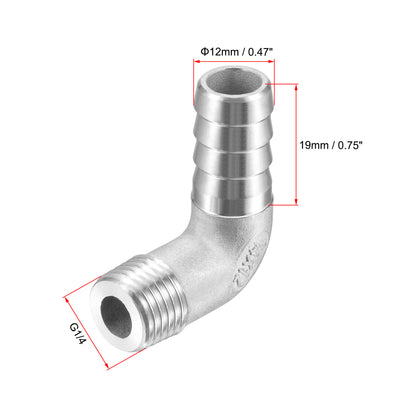 Harfington 304 Stainless Steel Hose Barb Fittings Elbow Barbed G Male Pipe Connector Adapter for Water Fuel Air