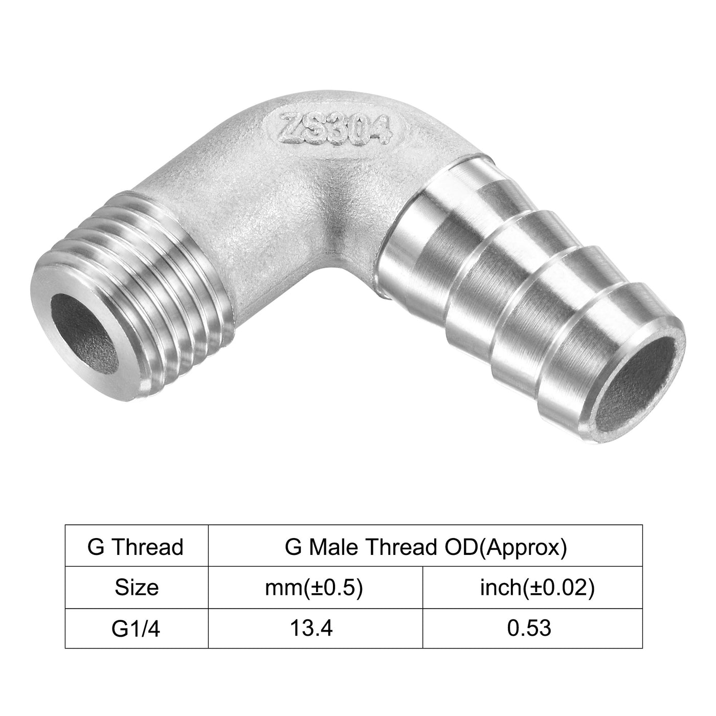 Harfington 304 Stainless Steel Hose Barb Fittings Elbow Barbed G Male Pipe Connector Adapter for Water Fuel Air