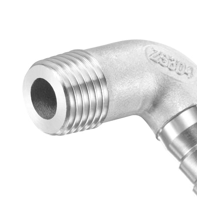 Harfington 304 Stainless Steel Hose Barb Fittings Elbow Barbed G Male Pipe Connector Adapter for Water Fuel Air