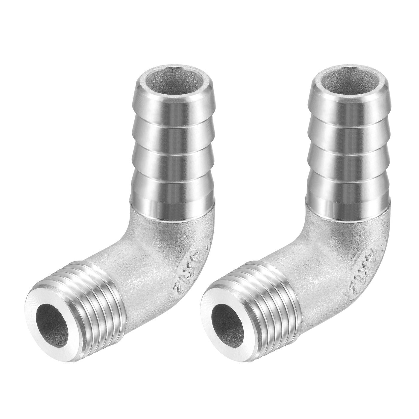 Harfington 304 Stainless Steel Hose Barb Fittings Elbow Barbed G Male Pipe Connector Adapter for Water Fuel Air