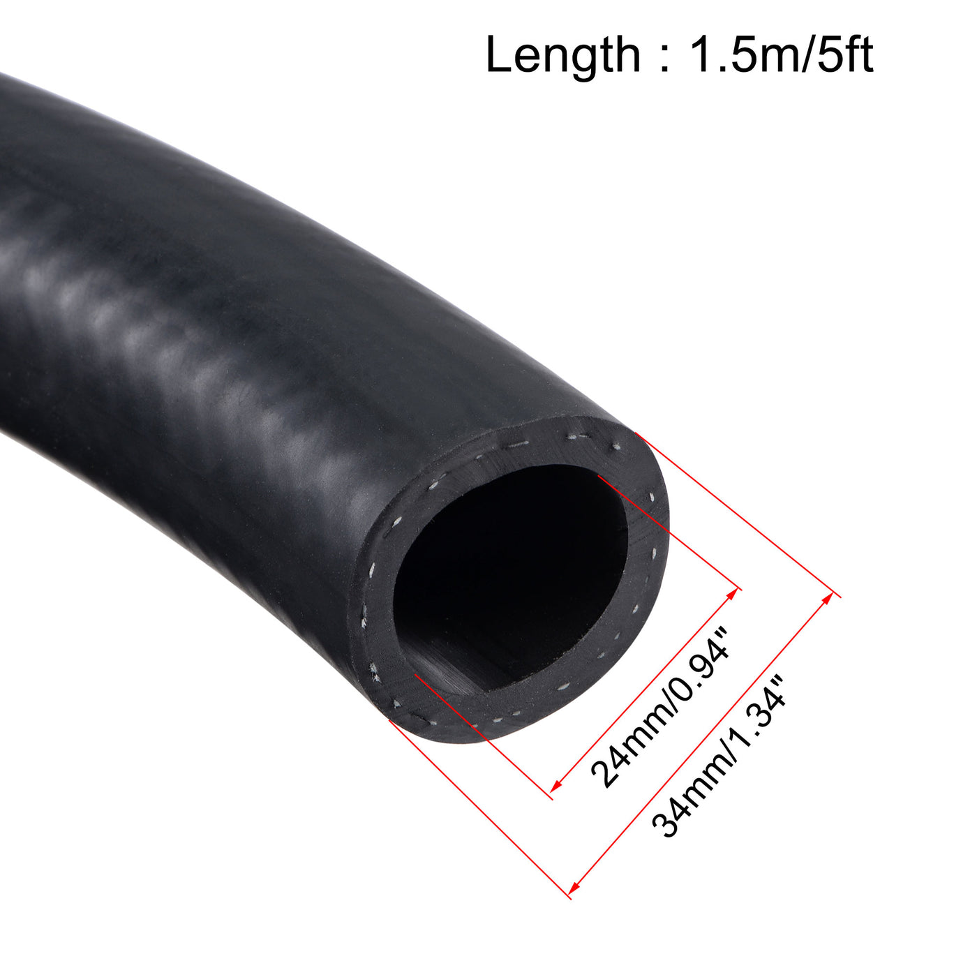 Harfington 15/16" ID Fuel Line Hose, 1 11/32" OD 5ft Oil Tubing Black for Small Engines