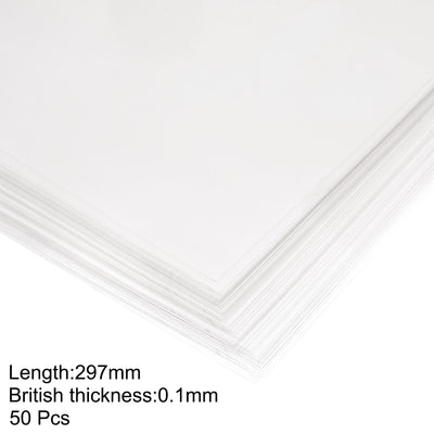 Harfington 0.1mm Thick A4 Size Clear PVC Sheet 297mm x 210mm Transparent Rigid Plastic Sheet,Office,DIY Cutting,50pcs