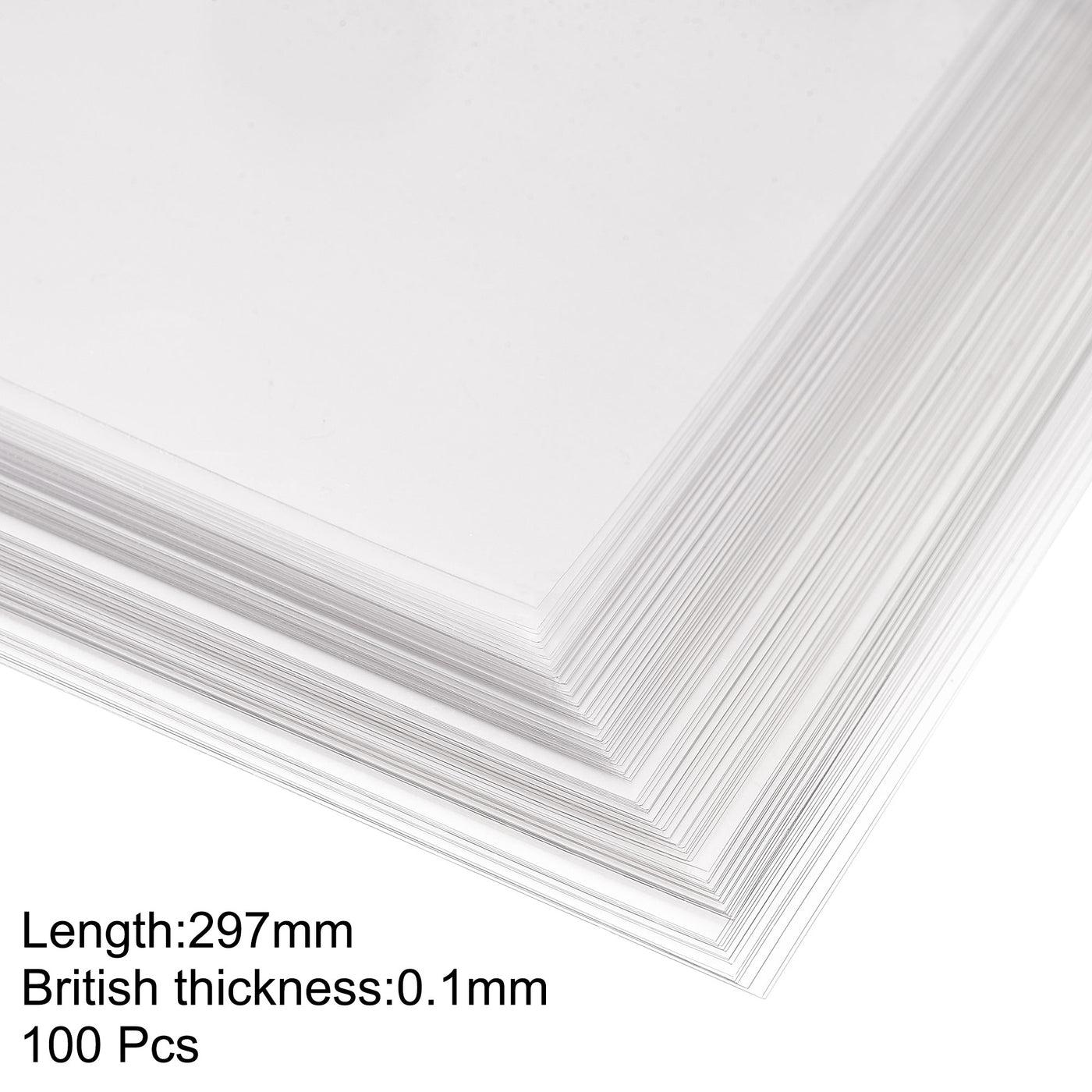 Harfington 0.1mm Thick A4 Size Clear PVC Sheet 297mm x 210mm Flexible Cover Protector,Office,DIY Cutting,100pcs