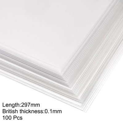 Harfington 0.1mm Thick A4 Size Clear PVC Sheet 297mm x 210mm Flexible Cover Protector,Office,DIY Cutting,100pcs