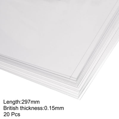 Harfington 0,15 mm dicke, transparente PVC-Folie im A4-Format, 297 mm x 210 mm, flexibler Abdeckschutz, Büro, DIY-Schneiden, 20 Stück