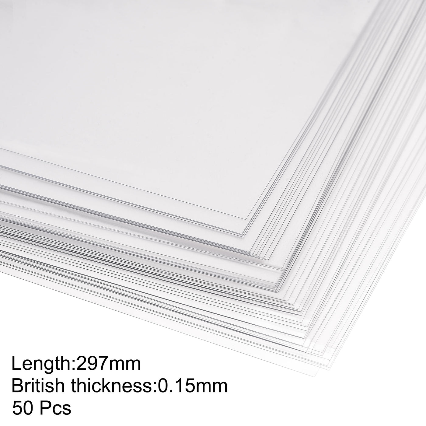 Harfington 0.15mm Thick A4 Size Clear PVC Sheet 297mm x 210mm Flexible Cover Protector,Office,DIY Cutting,50pcs
