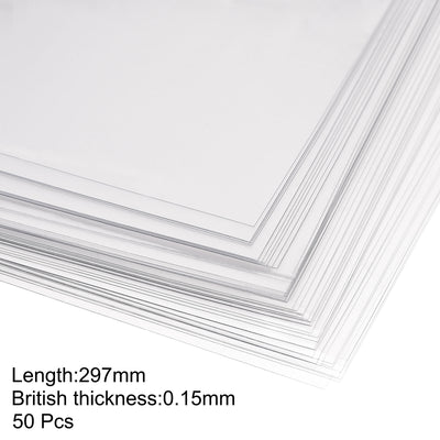 Harfington 0.15mm Thick A4 Size Clear PVC Sheet 297mm x 210mm Flexible Cover Protector,Office,DIY Cutting,50pcs