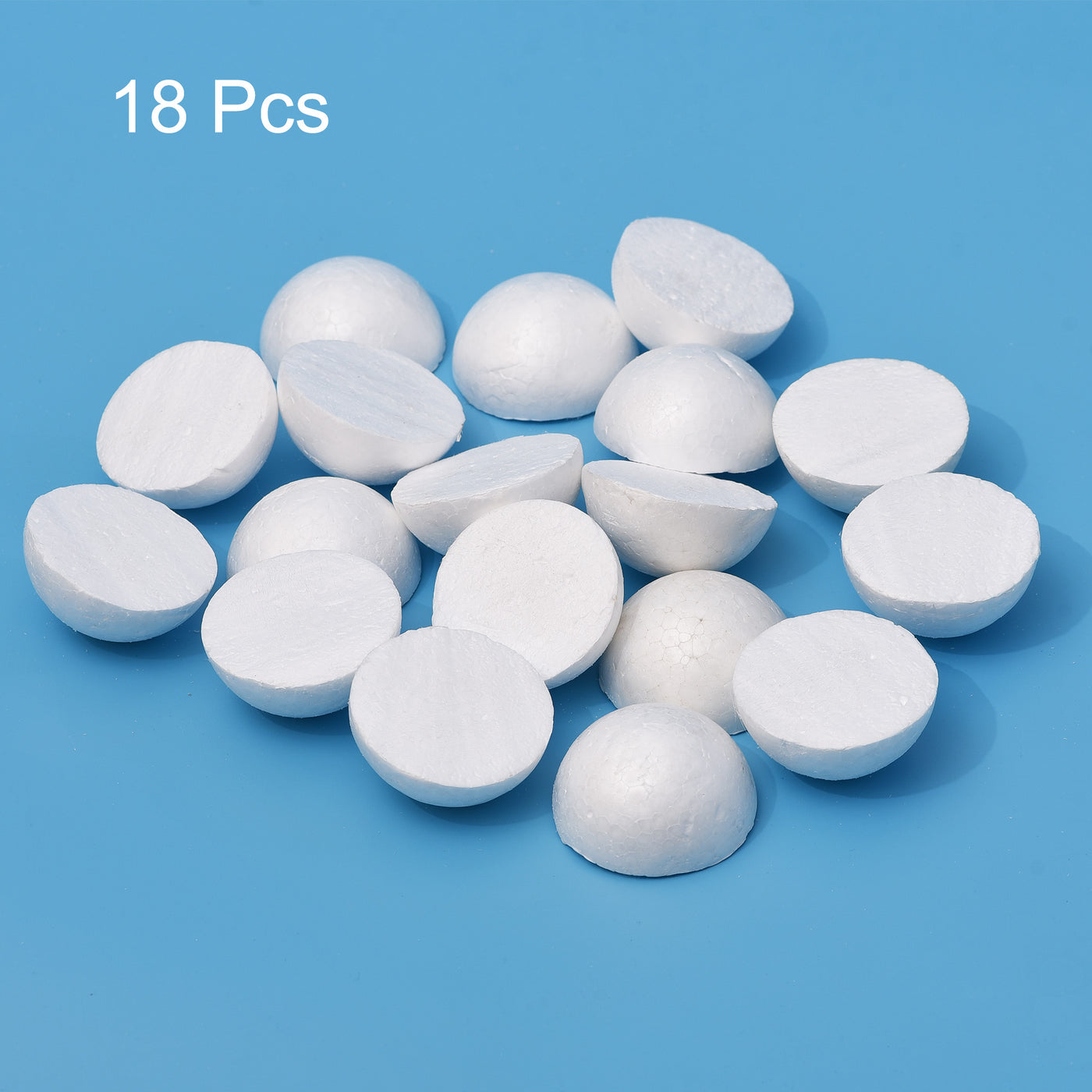 Harfington 18Pcs 2.66" White Polystyrene Foam Solid Balls Two Halves for Art and Craft Use