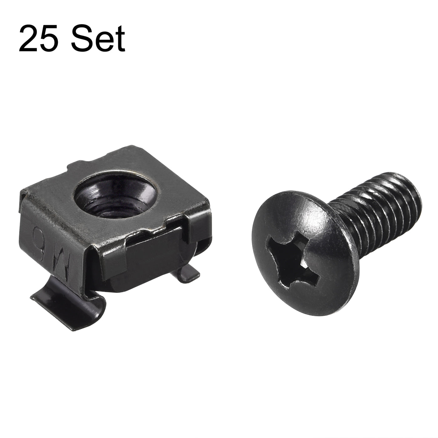 Harfington M6 x 16mm Cage Nuts and Screws Carbon Steel for Rack Mount Server Shelve Cabinet Set of 25