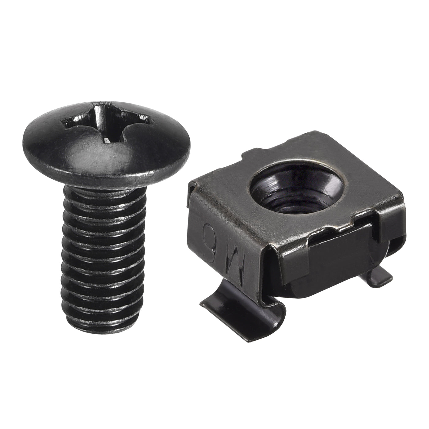 Harfington M6 x 16mm Cage Nuts and Screws Carbon Steel for Rack Mount Server Shelve Cabinet Set of 25