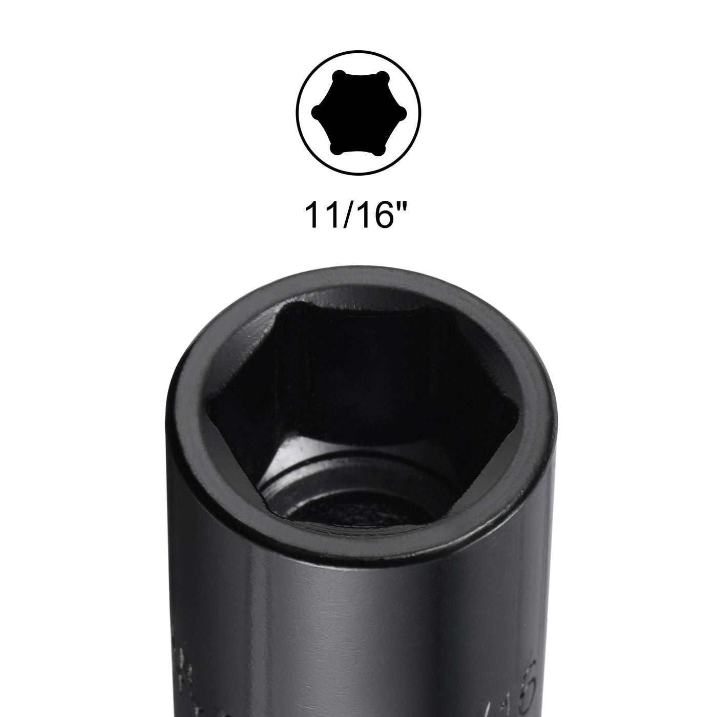 Harfington Square Drive 6-Point Impact Socket, CR-V Steel, Shallow SAE Sizes