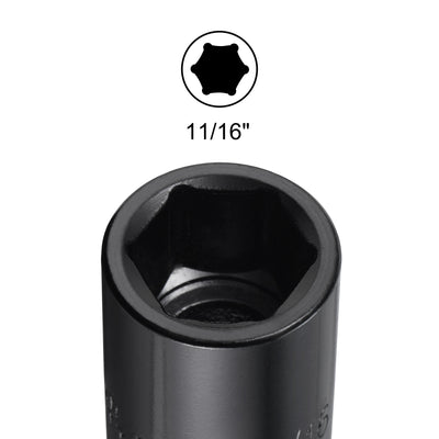 Harfington Square Drive 6-Point Impact Socket, CR-V Steel, Shallow SAE Sizes