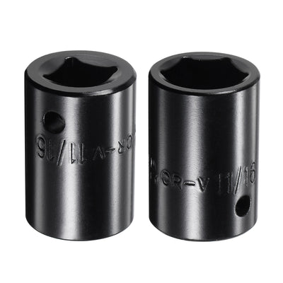 Harfington Square Drive 6-Point Impact Socket, CR-V Steel, Shallow SAE Sizes