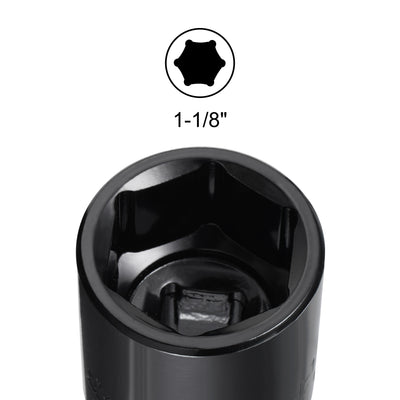Harfington Square Drive 6-Point Impact Socket, CR-V Steel, Shallow SAE Sizes